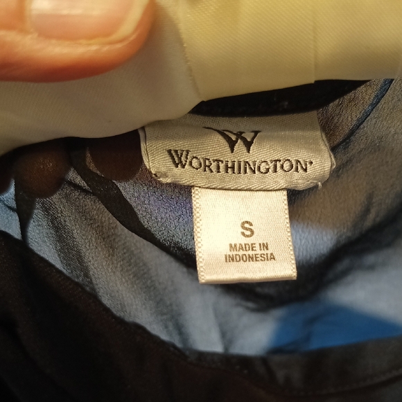 Worthington Black Sheer Accent Blouse - Picture 2 of 5